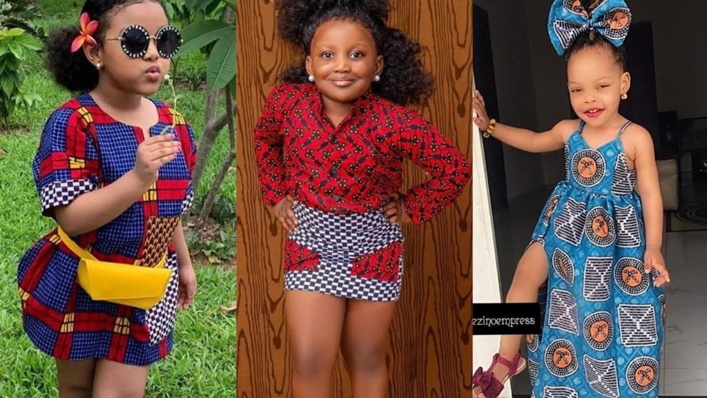 Collage of three girls in colorful Ankara outfits