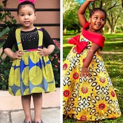 Two girls in Ankara pinafore set and yellow formal gala gown